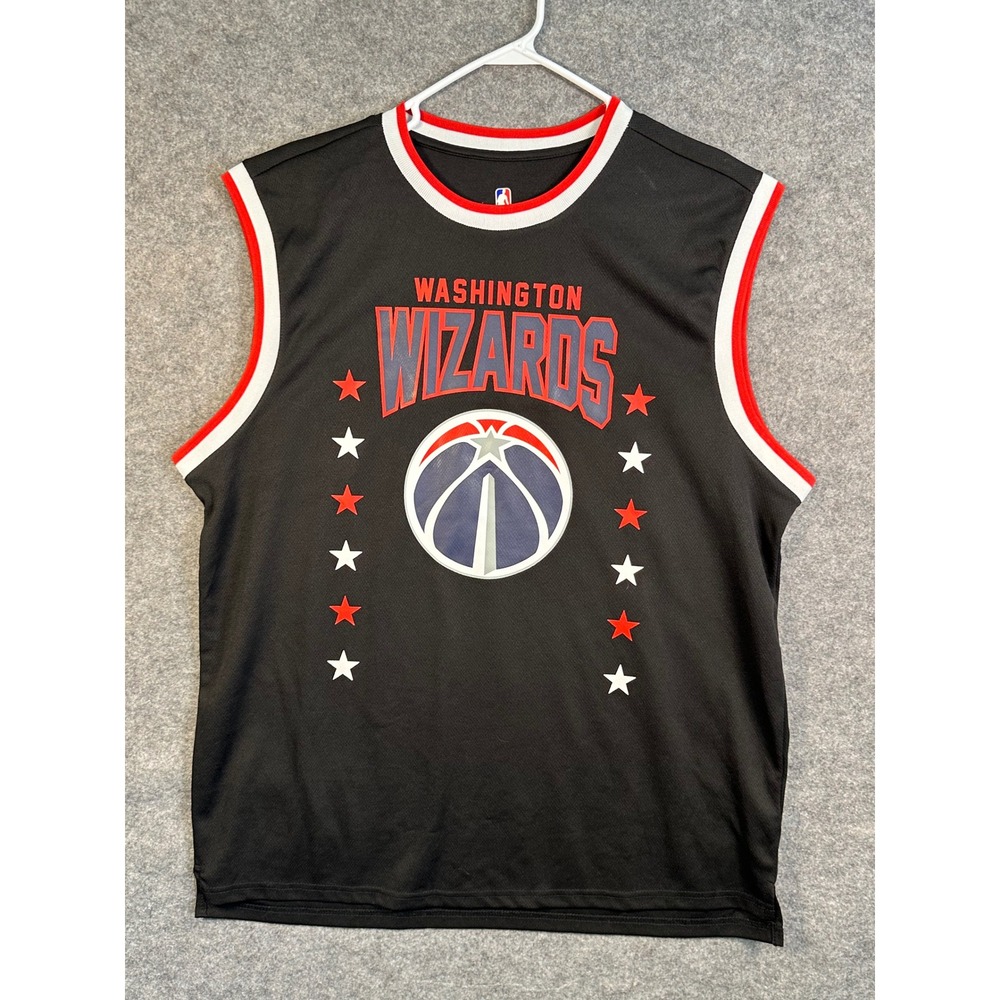 UNK NBA Washington Wizards Basketball Jersey Black Red‎ White Stars Mens XXL 63